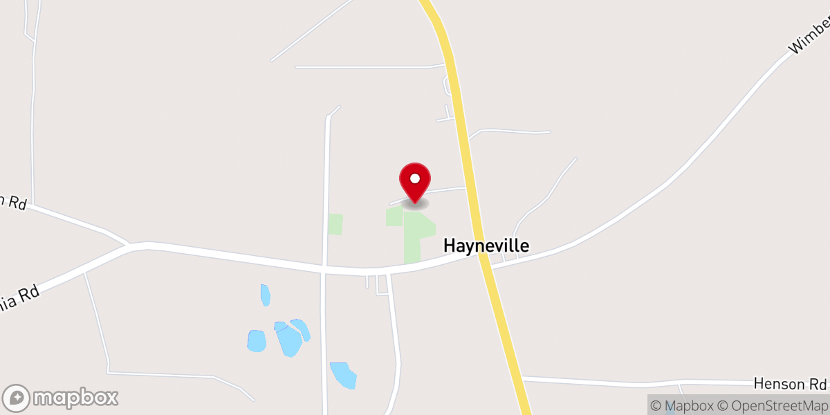 Map showing location of Hayneville C.M.E. Church