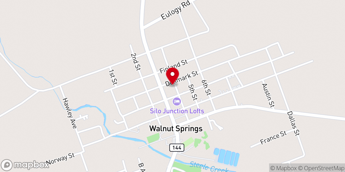 Map showing location of Walnut Springs Baptist Church Offices
