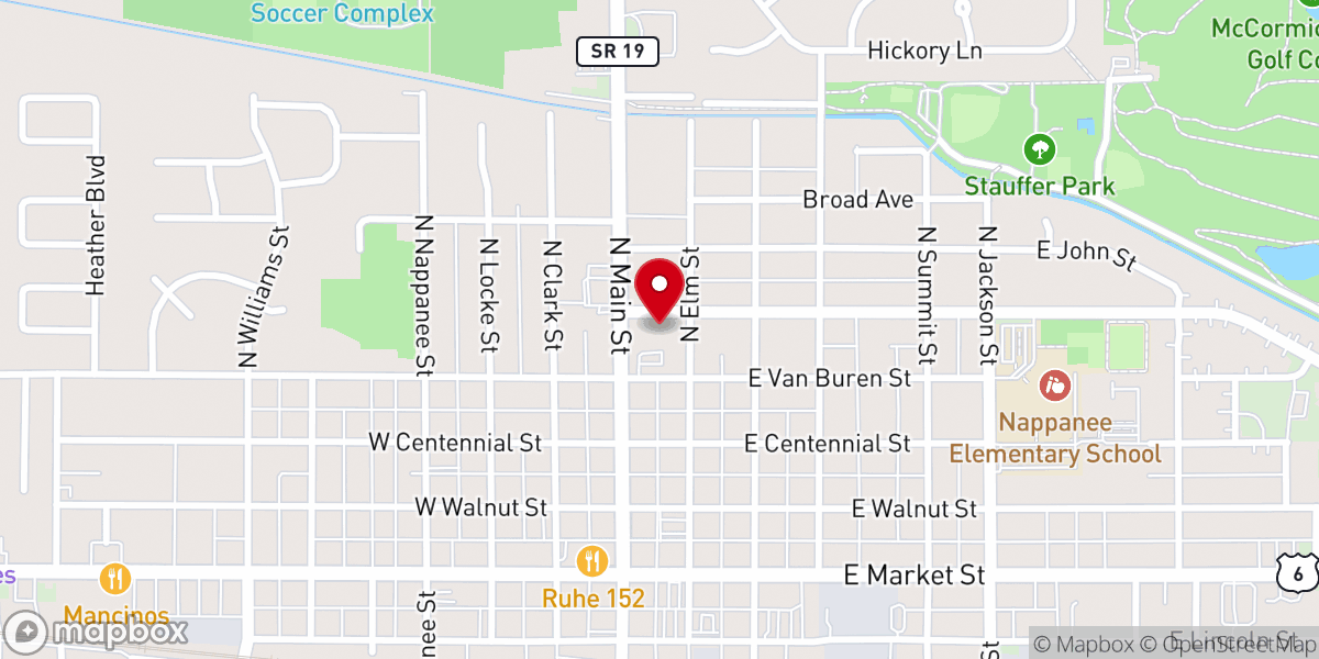 Map showing location of Encounter Church of Nappanee