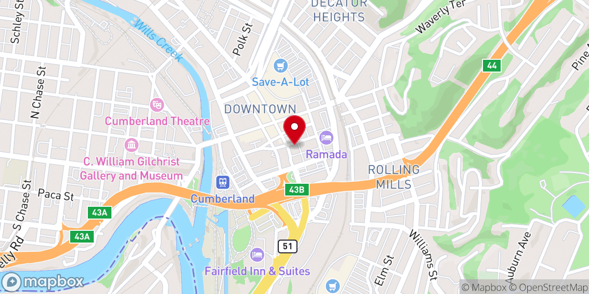 Map showing location of B'er Chayim Temple