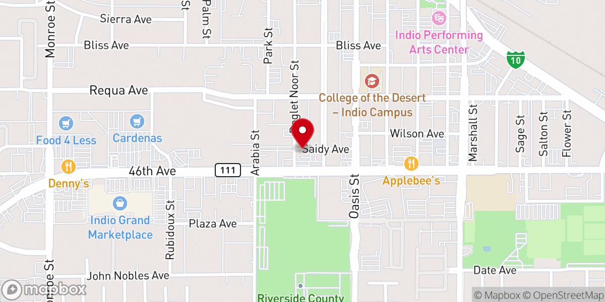 Map showing location of Church of Christ of Indio
