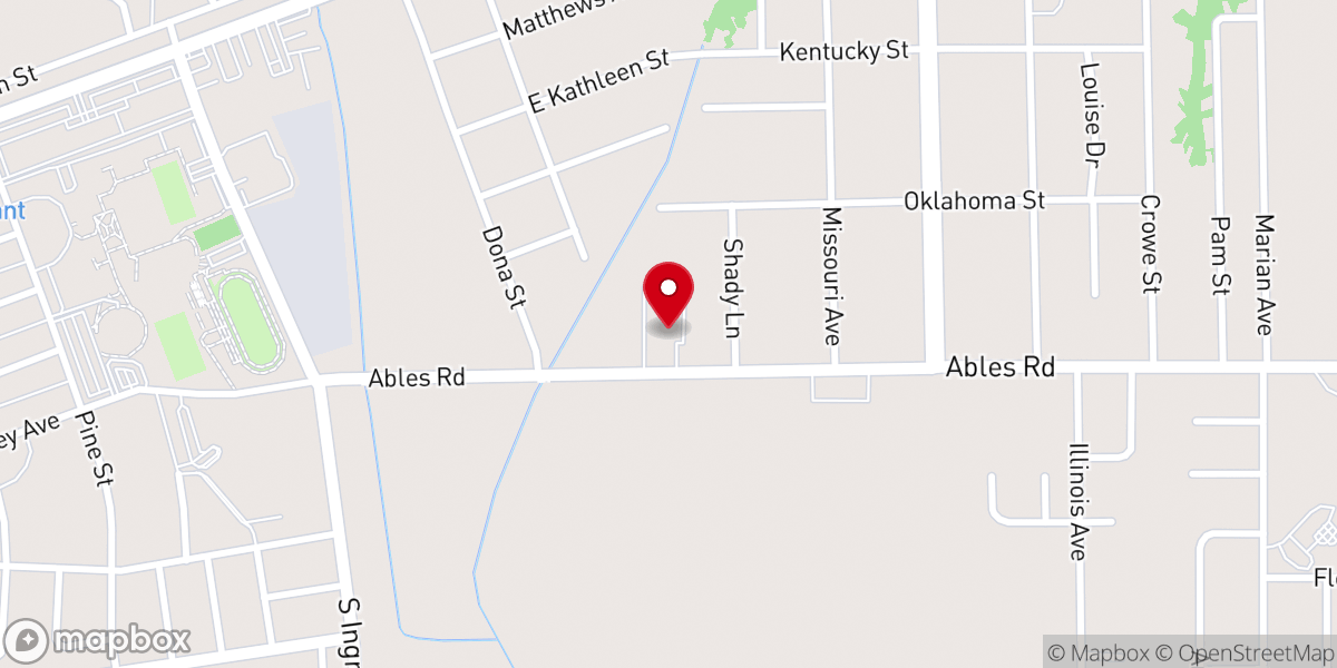 Map showing location of Shady Acres Church of Christ