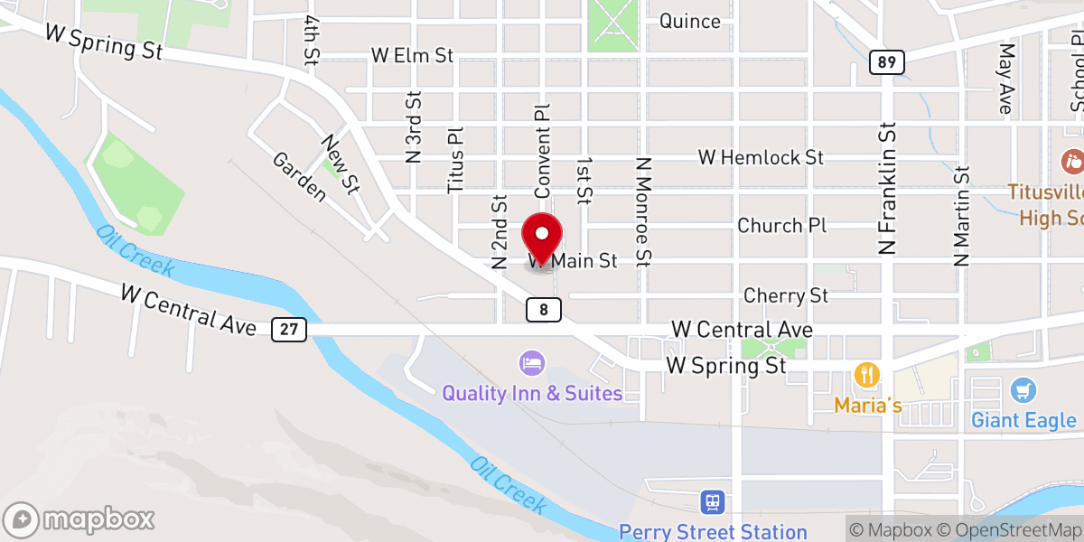 Map showing location of St Titus Parish Office