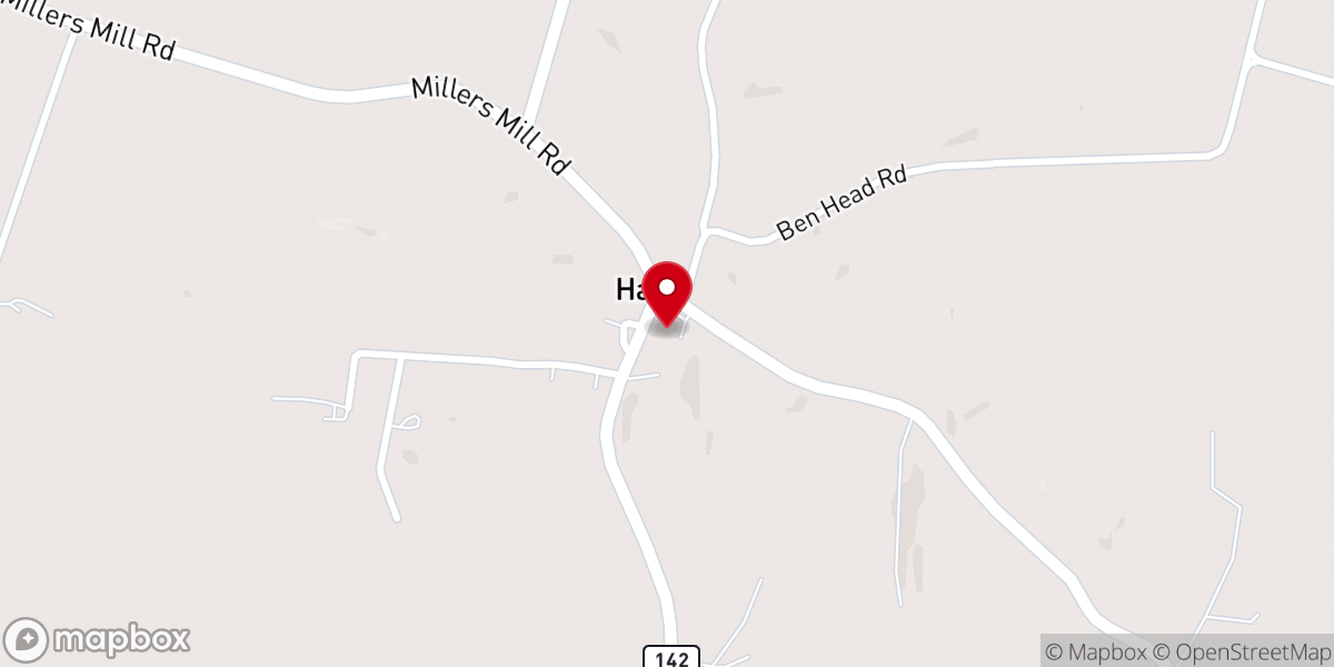 Map showing location of Bethabara Baptist Church