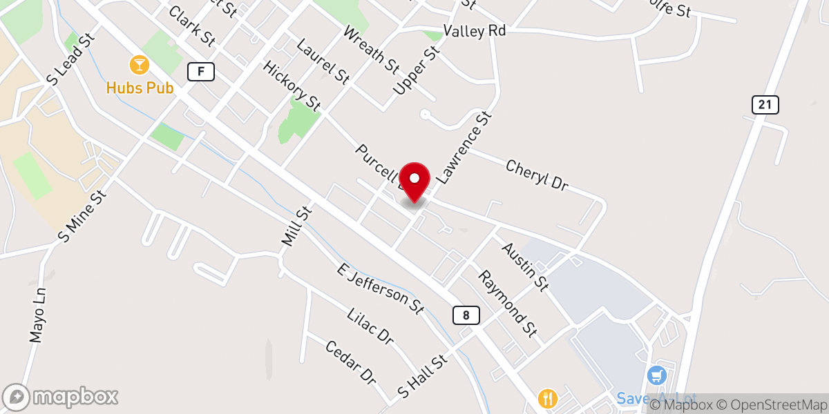 Map showing location of First General Baptist Church