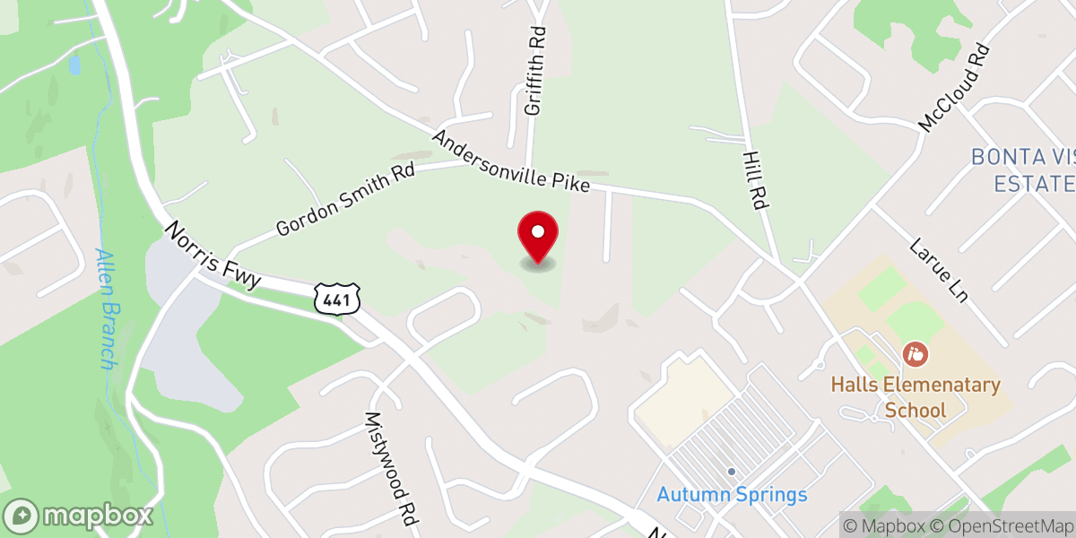 Map showing location of Halls Baptist Church