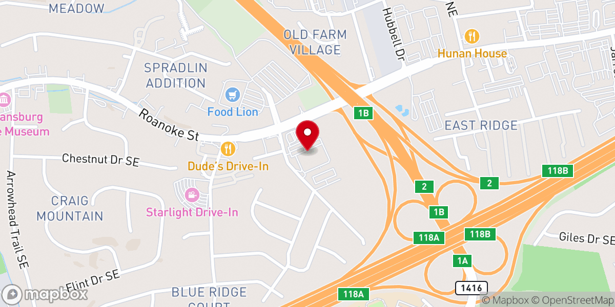 Map showing location of Blue Ridge Church