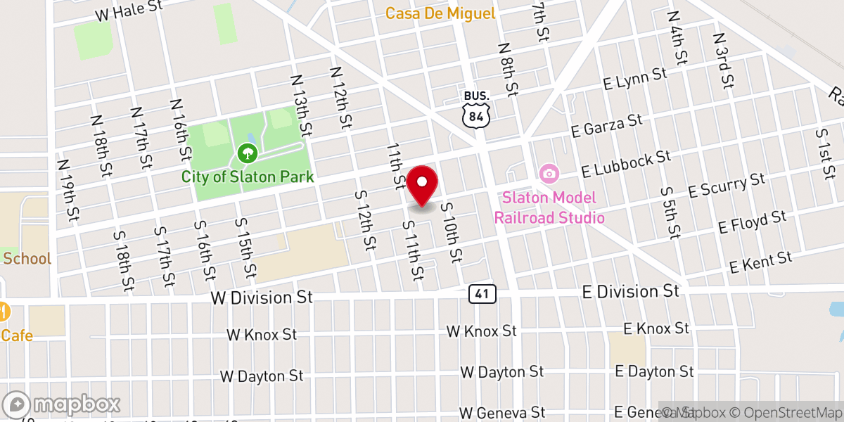 Map showing location of Slaton Methodist Church