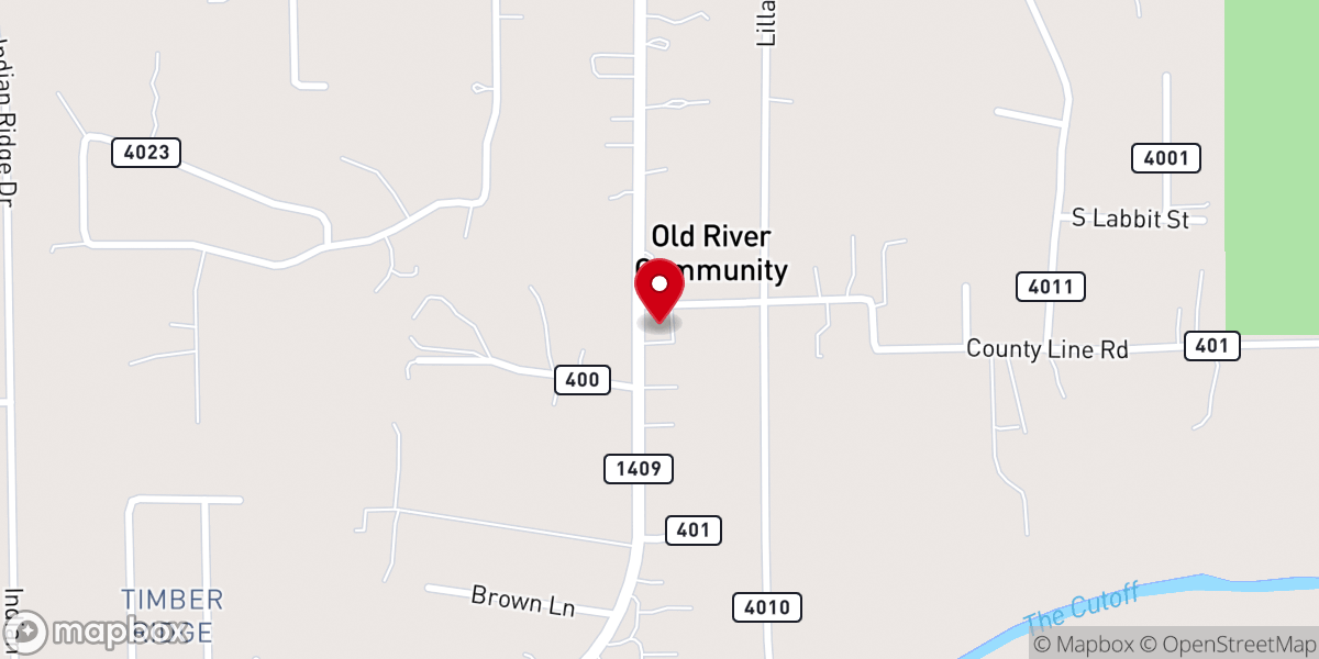 Map showing location of Old River Assembly of God Church