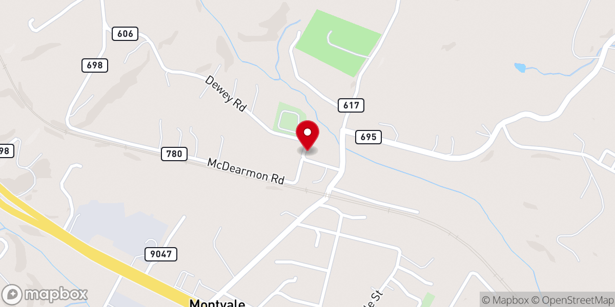 Map showing location of Montvale Presbyterian Church