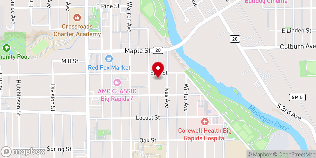 Map showing location of Mecosta County Clerk