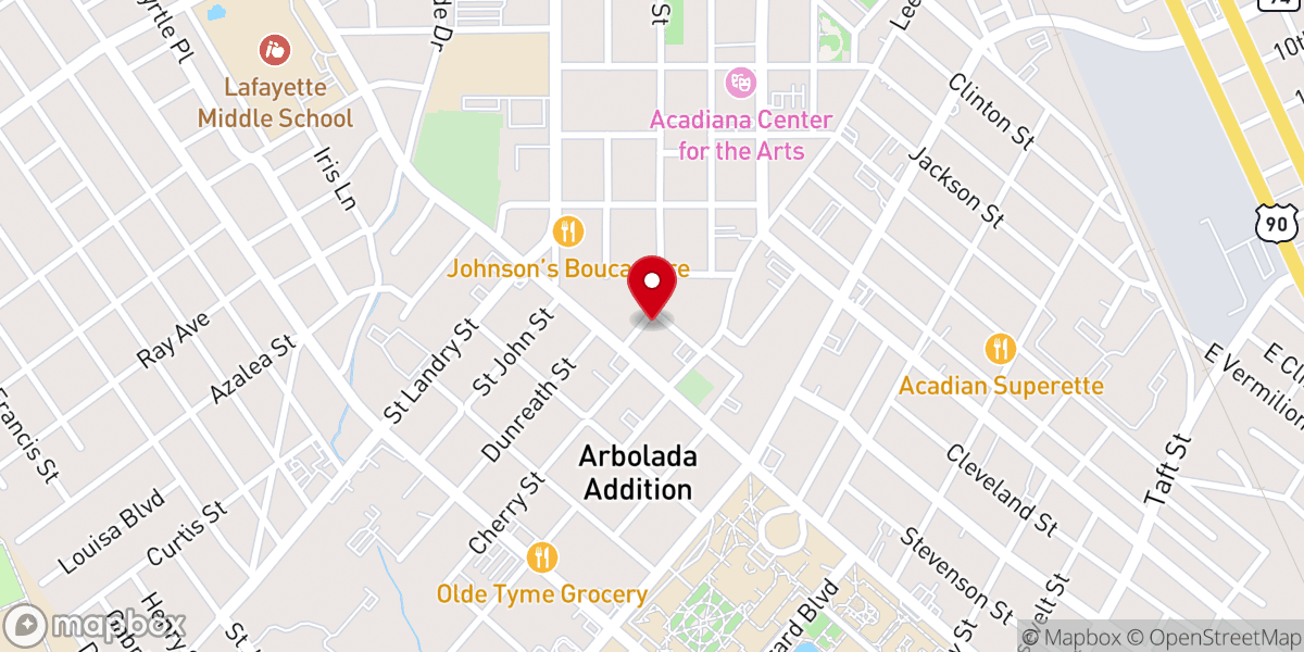 Map showing location of Acadiana Baptist Church for the Deaf