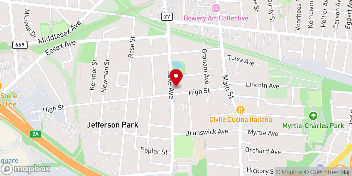 Map showing location of Reformed Church of Metuchen