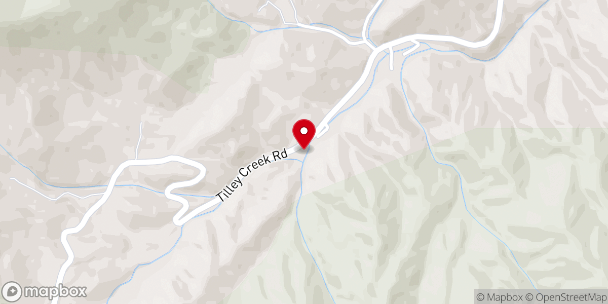 Map showing location of Tilley Creek Baptist Church