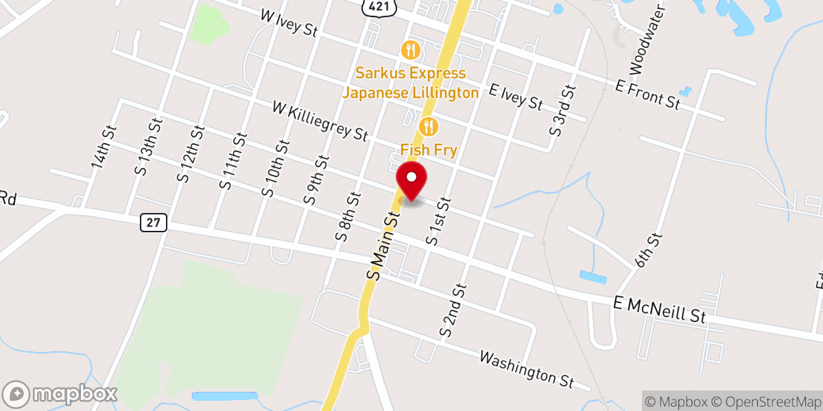 Map showing location of Lillington United Methodist