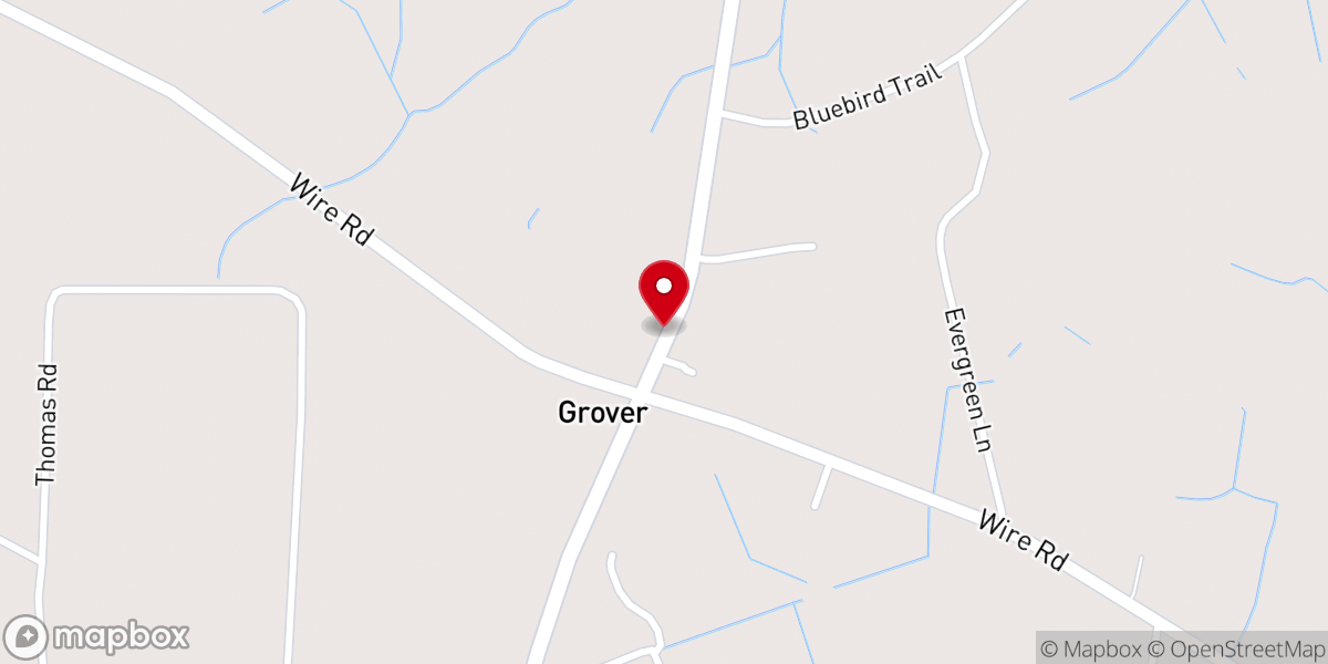 Map showing location of Grover United Methodist Church South