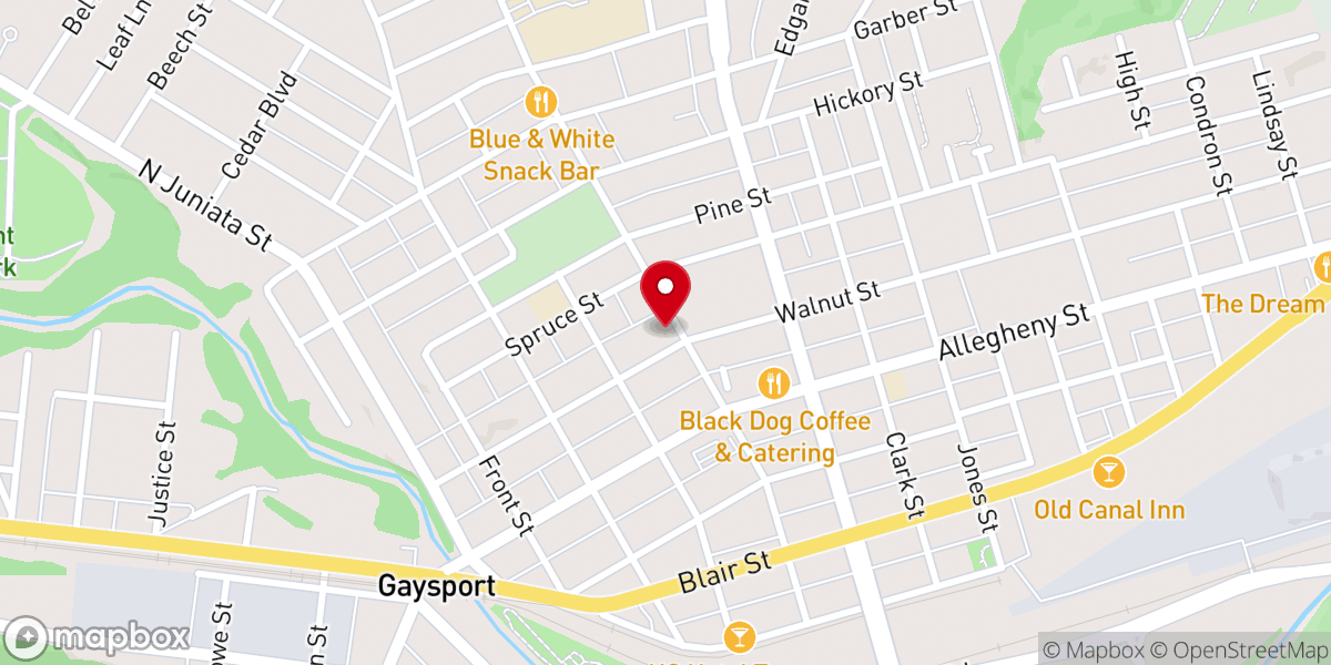 Map showing location of First Baptist Church of Hollidaysburg