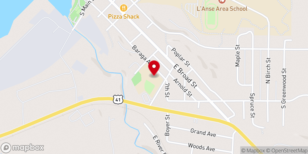 Map showing location of Sacred Heart Catholic School, L'Anse