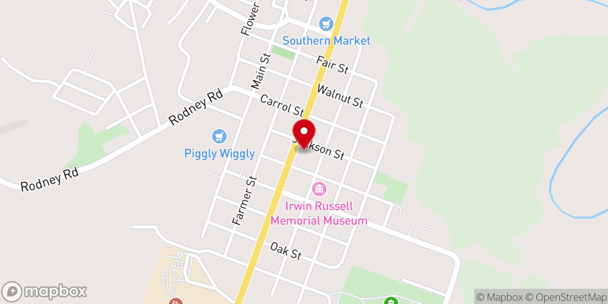 Map showing location of Port Gibson Methodist Church
