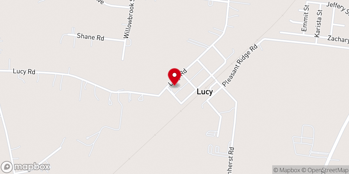 Map showing location of Lucy Baptist Church
