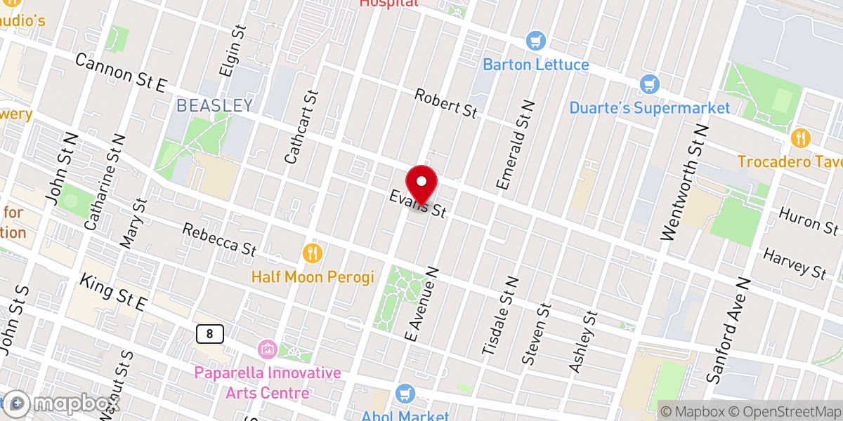 Map showing location of Romanian Baptist Church