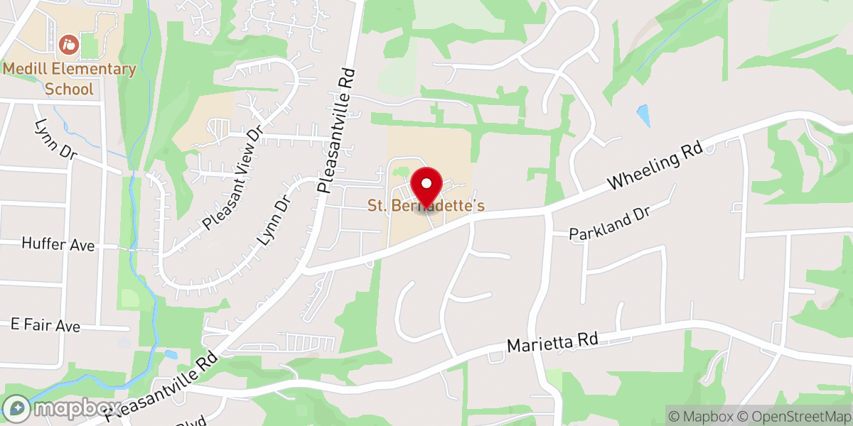 Map showing location of St Bernadette Church