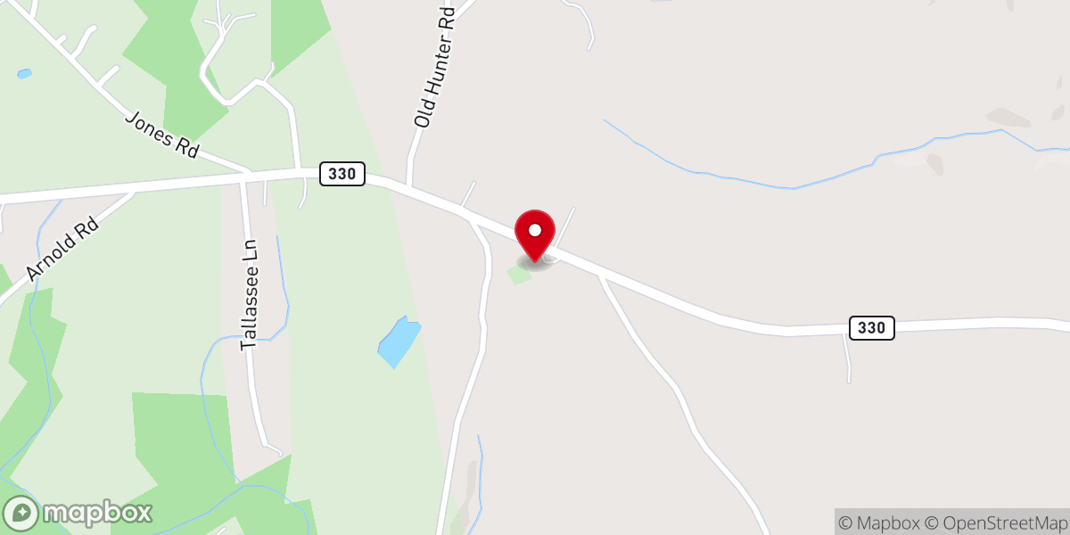 Map showing location of Mt. Tabor Baptist Church