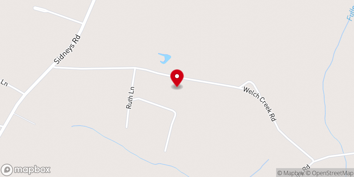 Map showing location of Welch Creek Baptist Church