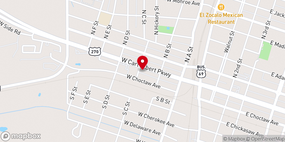 Map showing location of First Free Will Baptist Church