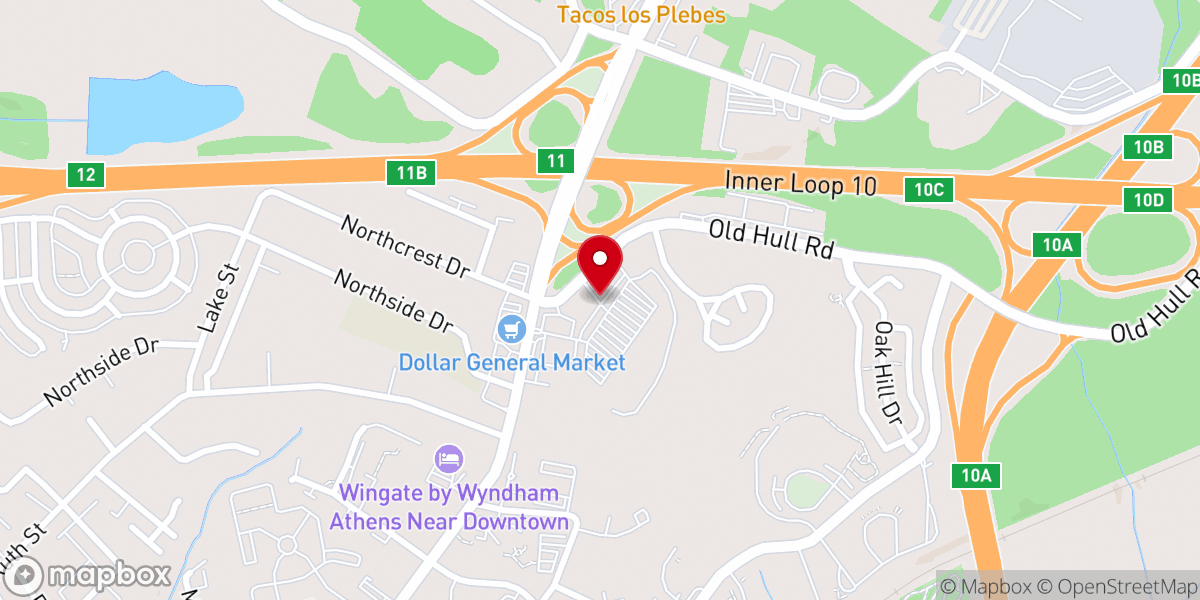 Map showing location of First Baptist Church of Athens Foundation Inc