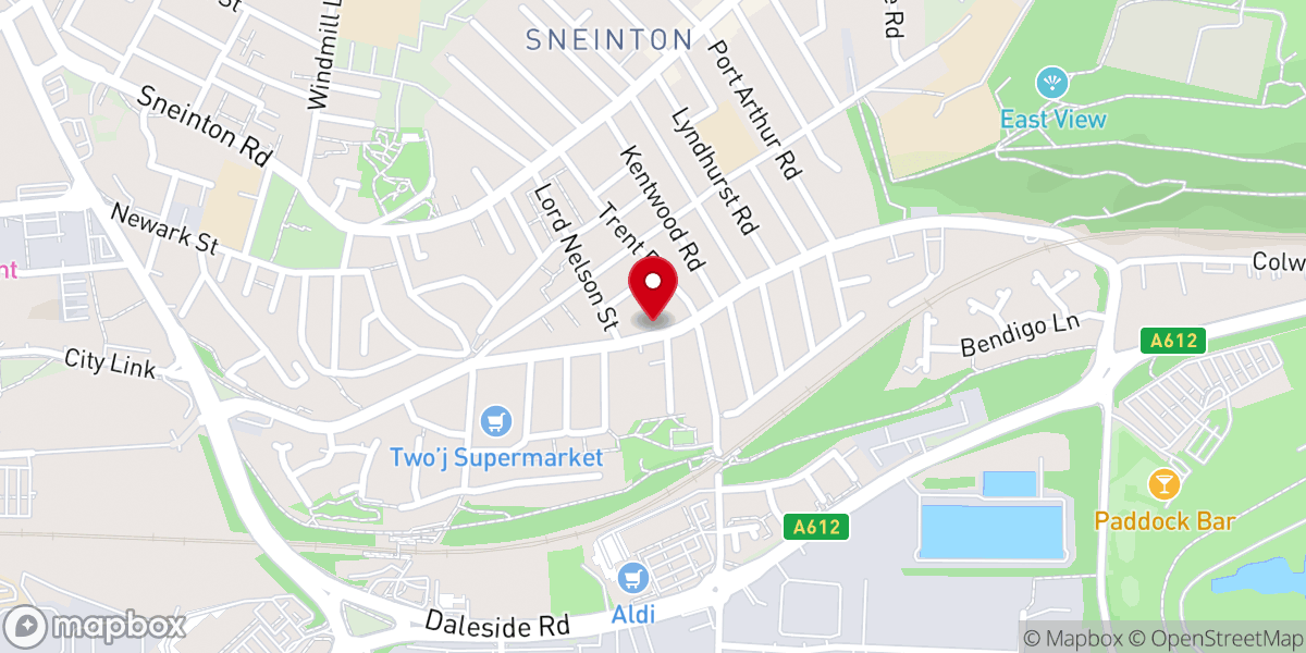 Map showing location of One in Christ Church Nottingham Urdu/Hindi