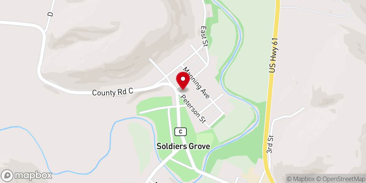 Map showing location of Soldiers Grove Church-Christ