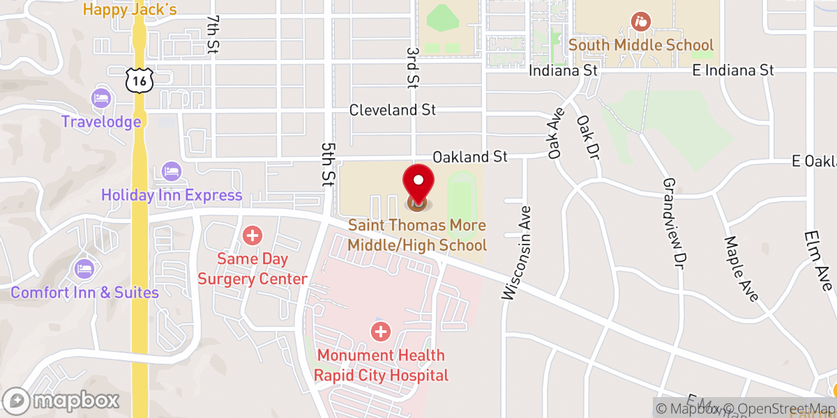 Map showing location of Rapid City Catholic Schools