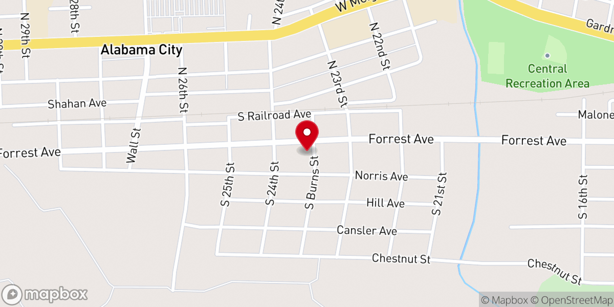 Map showing location of Etowah Cumberland Presbyterian Church