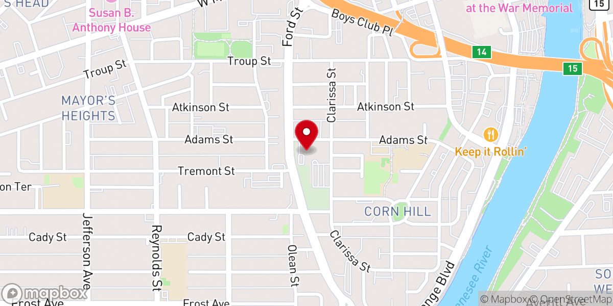 Map showing location of Mt. Olivet Baptist Church