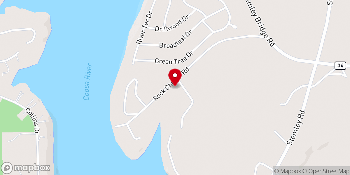 Map showing location of Stemley Baptist Church