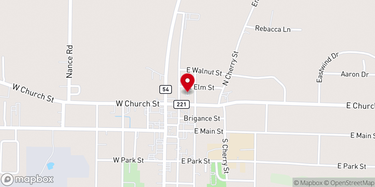 Map showing location of Penocostal Tabernacle