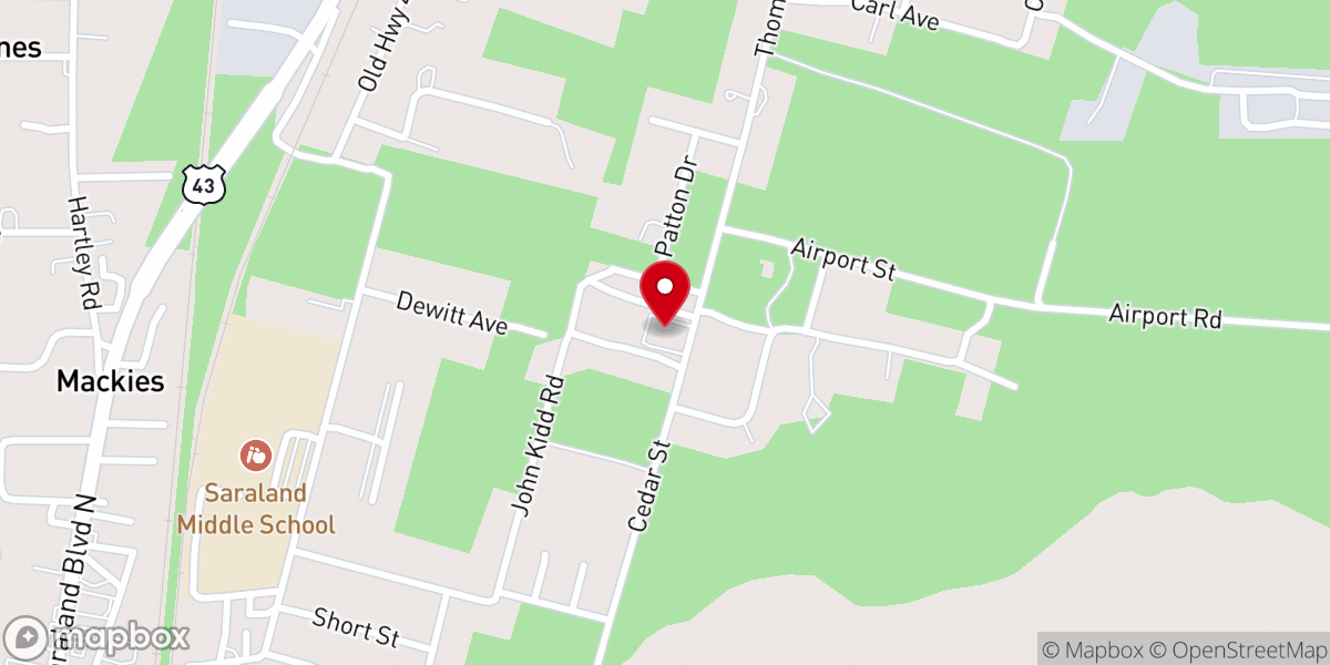 Map showing location of Cedar Street Missionary Baptist Church