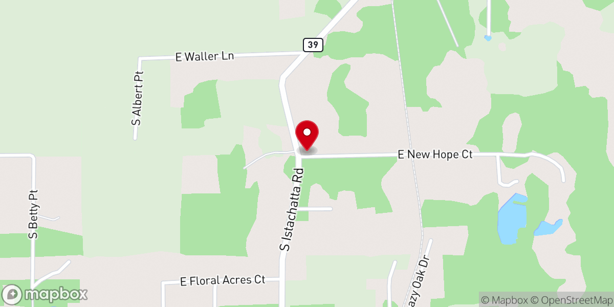 Map showing location of New Hope United Methodist Church