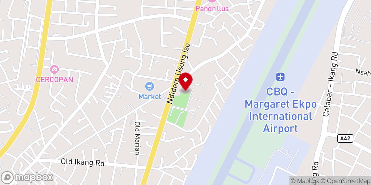 Map showing location of Rccg No.13 Hon.Ekpo Okon street calabar