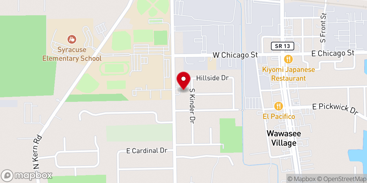 Map showing location of Wawasee Heights Baptist Church