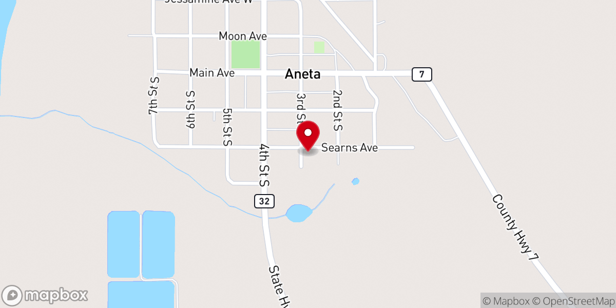 Map showing location of Sundahl Lutheran Church