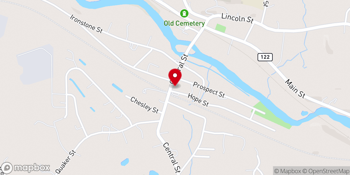 Map showing location of St John's Episcopal Parish Hll