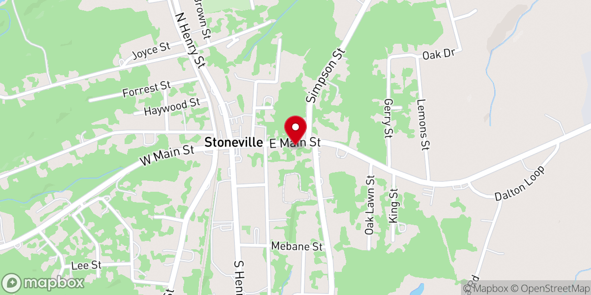 Map showing location of Stoneville Presbyterian Church