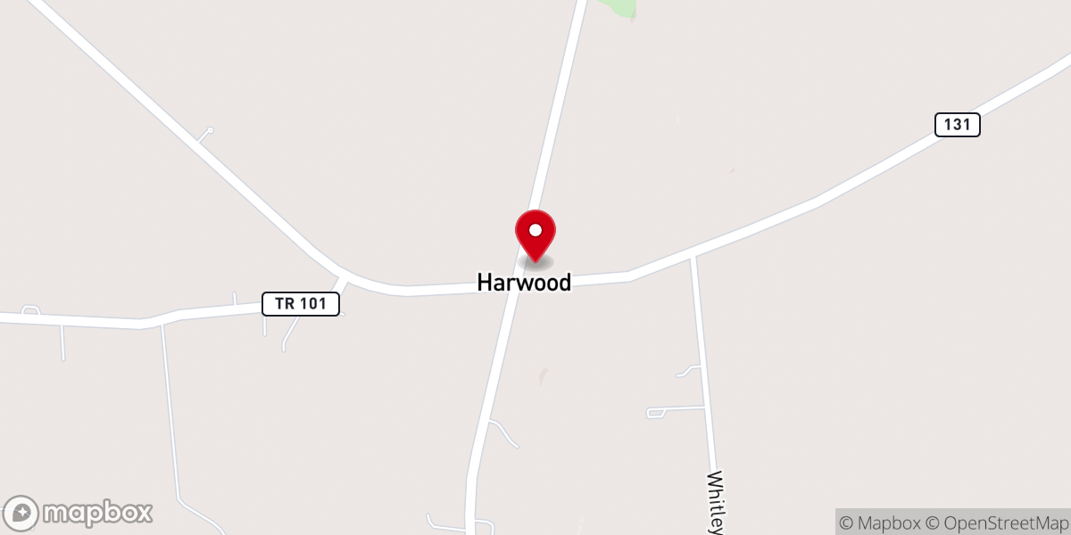 Map showing location of Harwood Methodist Chapel