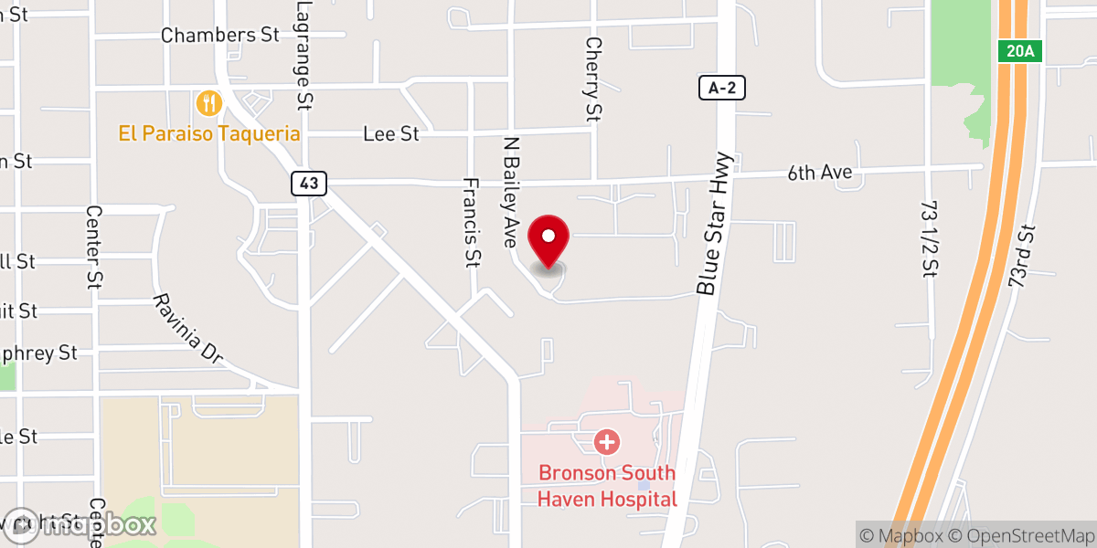 Map showing location of South Haven First Assembly of God