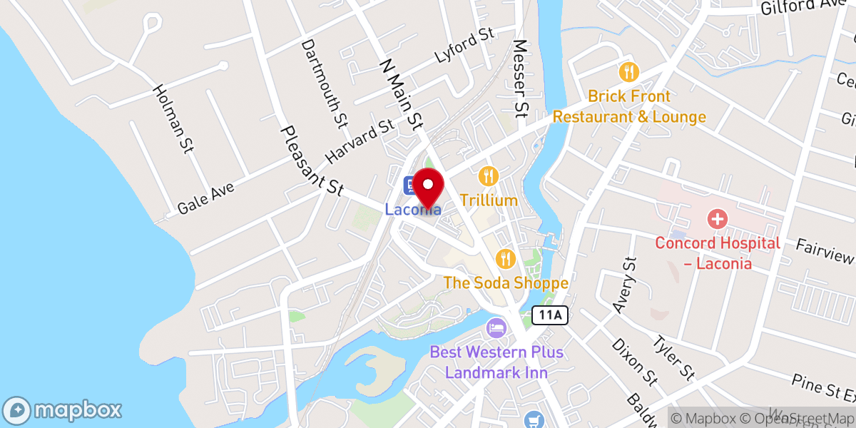 Map showing location of Congregational Church of Laconia