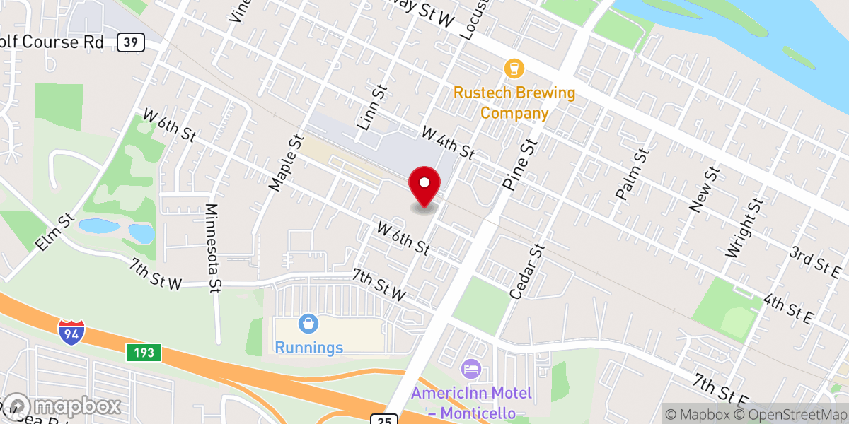 Map showing location of Monticello Community Center