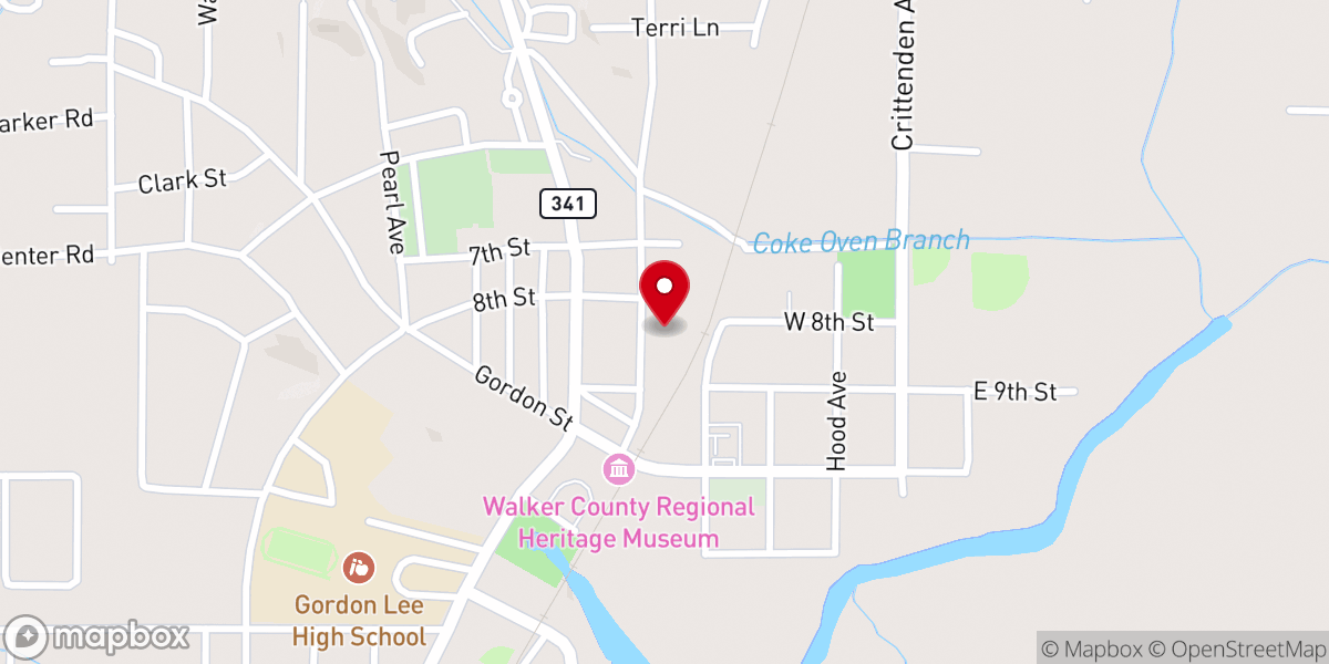Map showing location of Grace Baptist Church