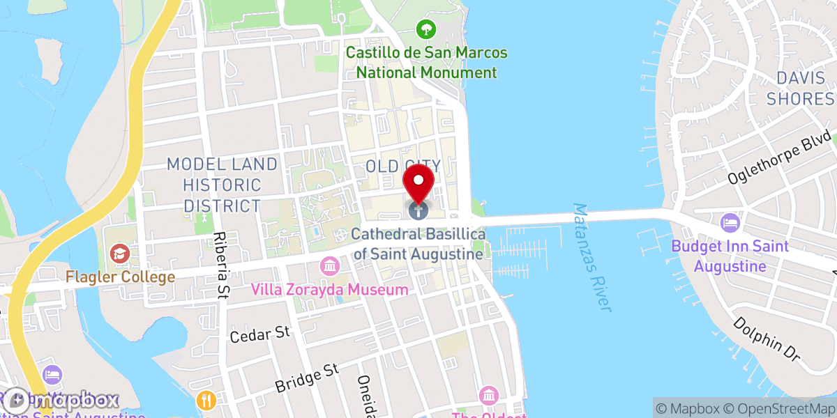 Map showing location of Cathedral Basilica of St. Augustine